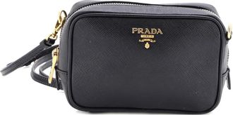 Prada Zip Saffiano Leather Mini crossbody bag - Zwart