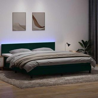 vidaXL Cama Box Spring Con Colch&oacute;n Terciopelo Verde Oscuro 180x220 Cm Vidaxl