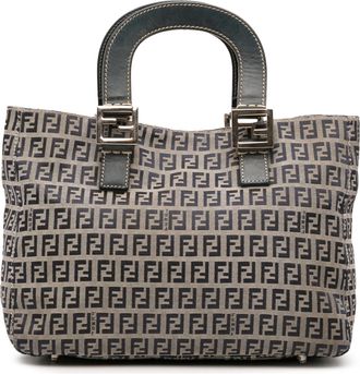 Fendi Pre-owned Womens Logo Print Vintage Tote Bag - Light Grey Textile - One Size