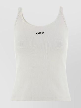 Off-white ribbed scoop neck sleeveless top