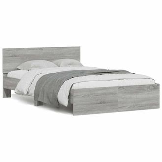 Berkfield Home Bed Frame with Headboard & LED Grey Sonoma 120x190 cm Small Double