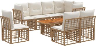 vidaXL Conjunto De Sof&aacute;s De Jard&iacute;n 9 Uds. Natural Y Crema Vidaxl