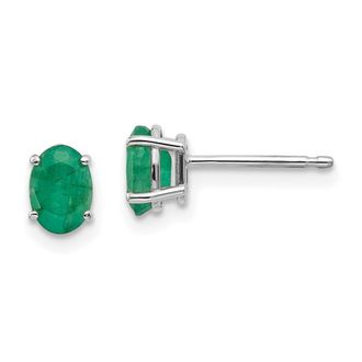 Diamond2Deal 14k White Gold 6x4mm Emerald Earrings