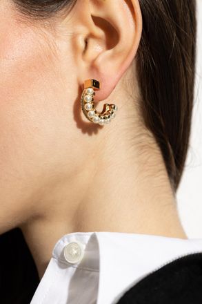 Ferragamo Semicircular Earrings, Womens, Gold