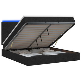 vidaXL Letto Ottomano Con Materasso E Led Nero 140 X 200 Cm Tessuto Vidaxl