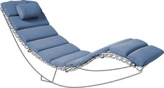 Beliani Coj&iacute;n Para Tumbona De Jard&iacute;n Con Reposacabezas Resistente A Los Rayos Uv E Impermeable Azul Brescia Premium
