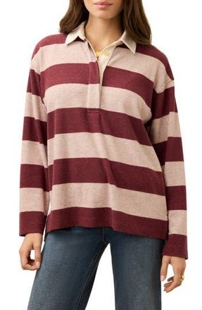 Faherty Legend Rugby Stripe Sweater in Deep Red Rugby at Nordstrom Rack, Size X-Large
