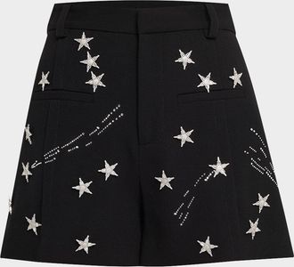 Libertine - Libertine Shooting Stars Embellished High-Rise Shorts