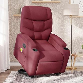 vidaXL Vidaxl - Sill&oacute;n Reclinable De Masaje Elevable Tela Rojo Tinto