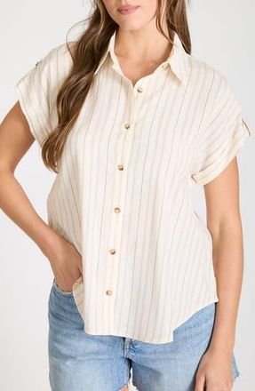 Blu Pepper Stripe Short Sleeve Button-Up Shirt in Cream at Nordstrom Rack, Size Medium
