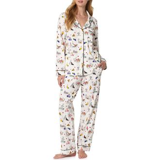 Bedhead Pajamas Print Stretch Organic Cotton Pajamas in Puppy Piazza at Nordstrom, Size X-Large