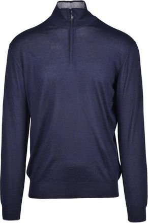 Cruciani High Neck Zip Pullover - Blue