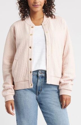 Caslon Quilted Cotton Bomber Jacket in Pink Smoke at Nordstrom Rack, Size Small