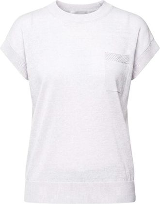 PESERICO Pocket Gebreide Top - Dames - Ronde hals truien - Wit - L - Truien & Vesten