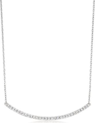 RS Pure by Ross-Simons Diamond Curved Bar Necklace in Sterling Silver