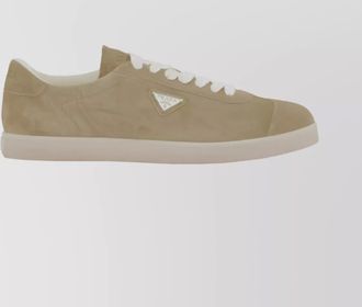 Prada suede paneled low-top sneakers