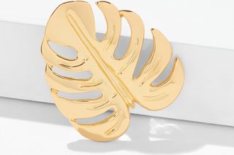 Talbots Monstera Leaf Brooch - Shiny Gold - 001 Talbots