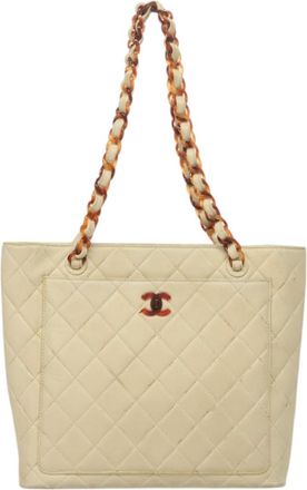 Chanel Shopping Beige Leather Tote Bag (Pre-Owned)