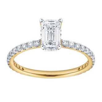 LuvMyJewelry Fiora 14K Yellow Gold Emerald Cut Lab Grown Diamond Hidden Halo Engagement Ring - 1.65 ctw at Nordstrom, Size 7.5
