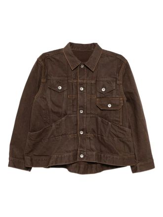 sacai cotton denim jacket - Brown