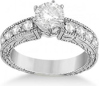Allurez 0.70ct Antique Style Diamond Engagement Ring Setting 18k White Gold