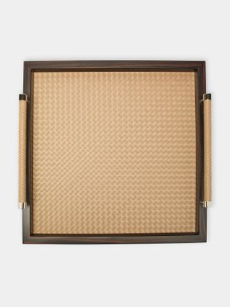 Riviere Diana Ebony and Woven Leather Tray (18in/46cm)