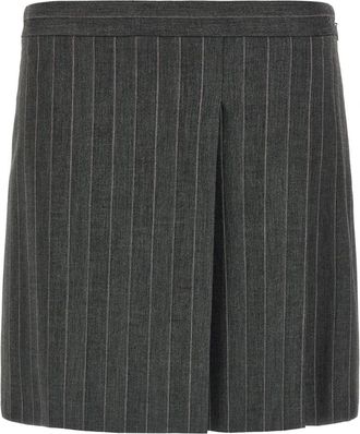 Pinko Pinstripe Minirok met Macro Plooien - Dames - Korte rokken - Grijs - L - Wol - Rokken