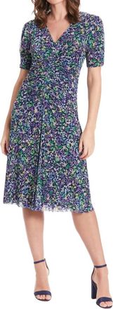 London Times Zemira Mesh Reversible Midi Dress In Navy Multi