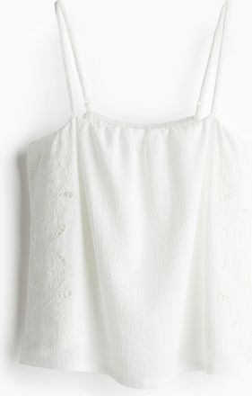 H&M Top mit Broderie Anglaise - White