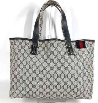 Gucci Sherry Line Navy Gg Supreme Shoulder Bag Tote Bag (Pre-Owned)