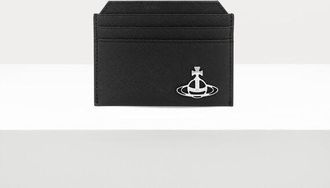 Vivienne Westwood Slim Card Holder Saffiano Leather Plain Black One Size Unisex