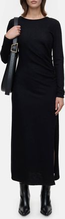 Closed Round-Neck Draped Maxi Dress In Black