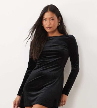 Nobody's Child vestito mini in velluto con scollo a barchetta nero