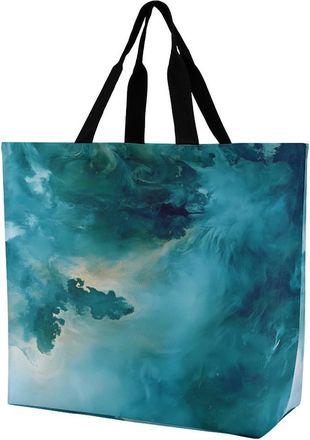 Generic Blue And Green Smoking Large Reusable Shopping Bag Lightweight Foldable Tote Bags Washable Shoulder Handbag