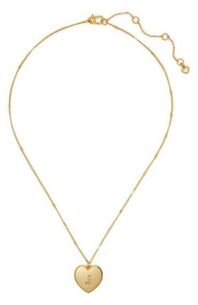 Kate Spade New York crystal initial heart locket necklace in Clear/gold. at Nordstrom