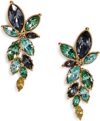 Oscar De La Renta Navette Crystal Clip-On Earrings in Peridot at Nordstrom