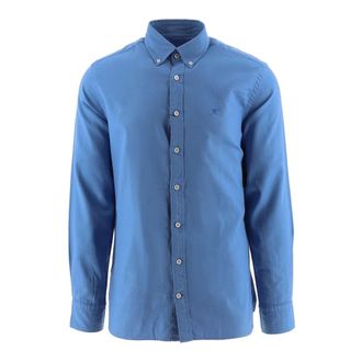 Hackett Camicia Oxford Tinto in Capo - - Shirts - Uomo - Blu - XL