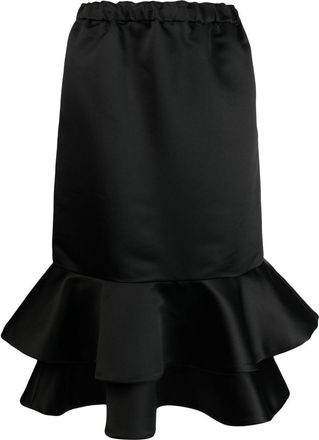 Comme Des Garçons ruffled midi skirt - women - Polyester - S - Black