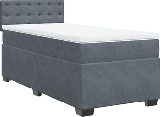 vidaXL Box Spring Bed with Mattress Dark Grey 100x200 cm Velvet vidaXL