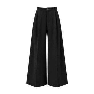 EGONlab. Fluid Tailored Wide Leg - Heren - Broeken - Zwart - Maat: M Katoen