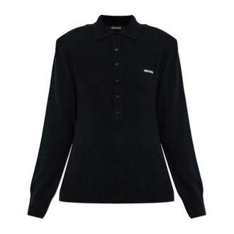 Rotate Polo in Lana a Maniche Lunghe - - Knitwear - Donna - Nero - S