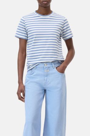 Closed Striped Basic T-Shirt In Stone Blue