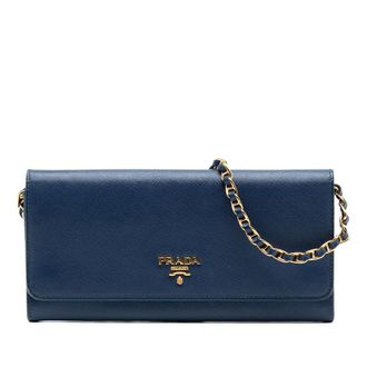 Prada Pre-owned Prada Saffiano Wallet On Chain Ladies 53IW05SAYNCLI582