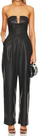Susana Monaco Faux Leather Jumpsuit In Black