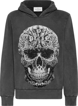Philipp Plein Washed Hoodie Sweatshirt Baroque Skull