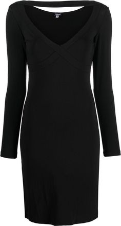 Versace 2000s pre-owned V-neck fitted dress - women - Acetate/Polyamide/Elastane - 40 - Black