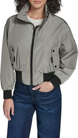 Karl Lagerfeld Logo Collar Bomber Jacket in Sage at Nordstrom Rack, Size X-Small