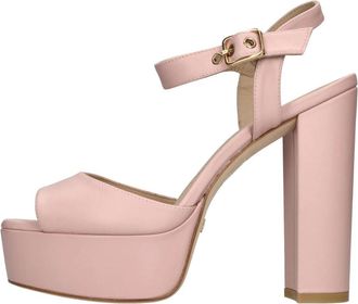 Stuart Weitzman Ryder 95 Plateau Sandaal - Dames - Sandalen met hakken - Roze - 38 1/2 EU - Leer - Schoenen