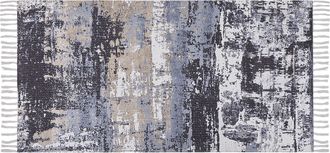 Beliani Beliani - Alfombra De Poli&eacute;ster Multicolor Patr&oacute;n Abstracto Algod&oacute;n 80 X 150 Cm Borlas Hecho A Mano Envejecido Konakli