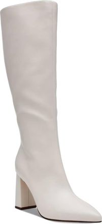 Wildpair Womens Islah Block-Heel Dress Boots In Bone Smooth